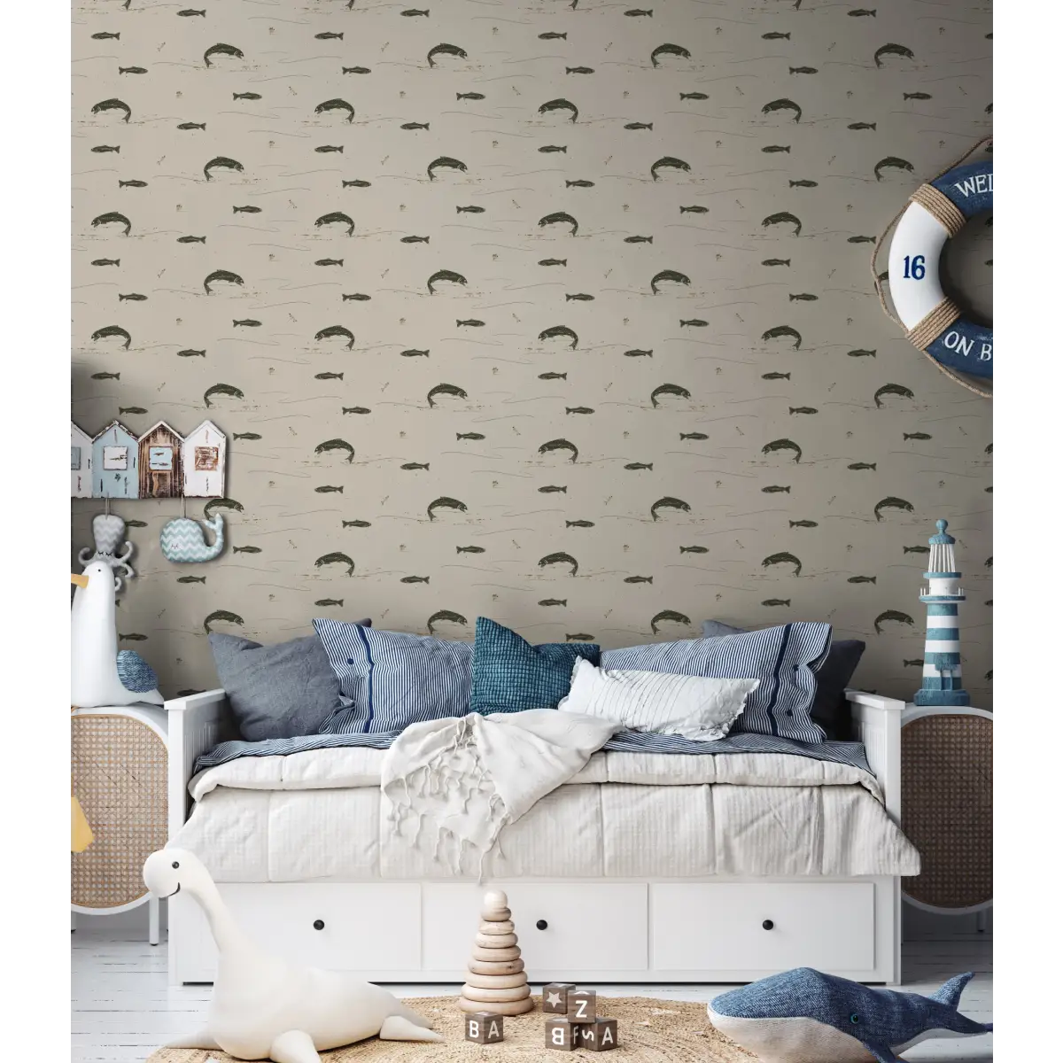 Trout Wallpaper - Fish Lake - by Cassandra Zaniboni - Loomwell Home Goods