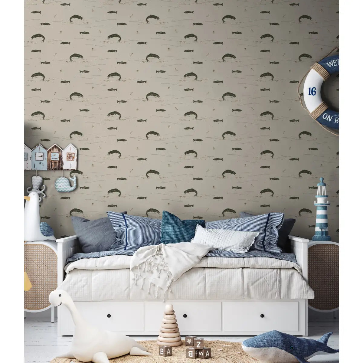 Trout Wallpaper - Fish Lake - by Cassandra Zaniboni - Loomwell Home Goods