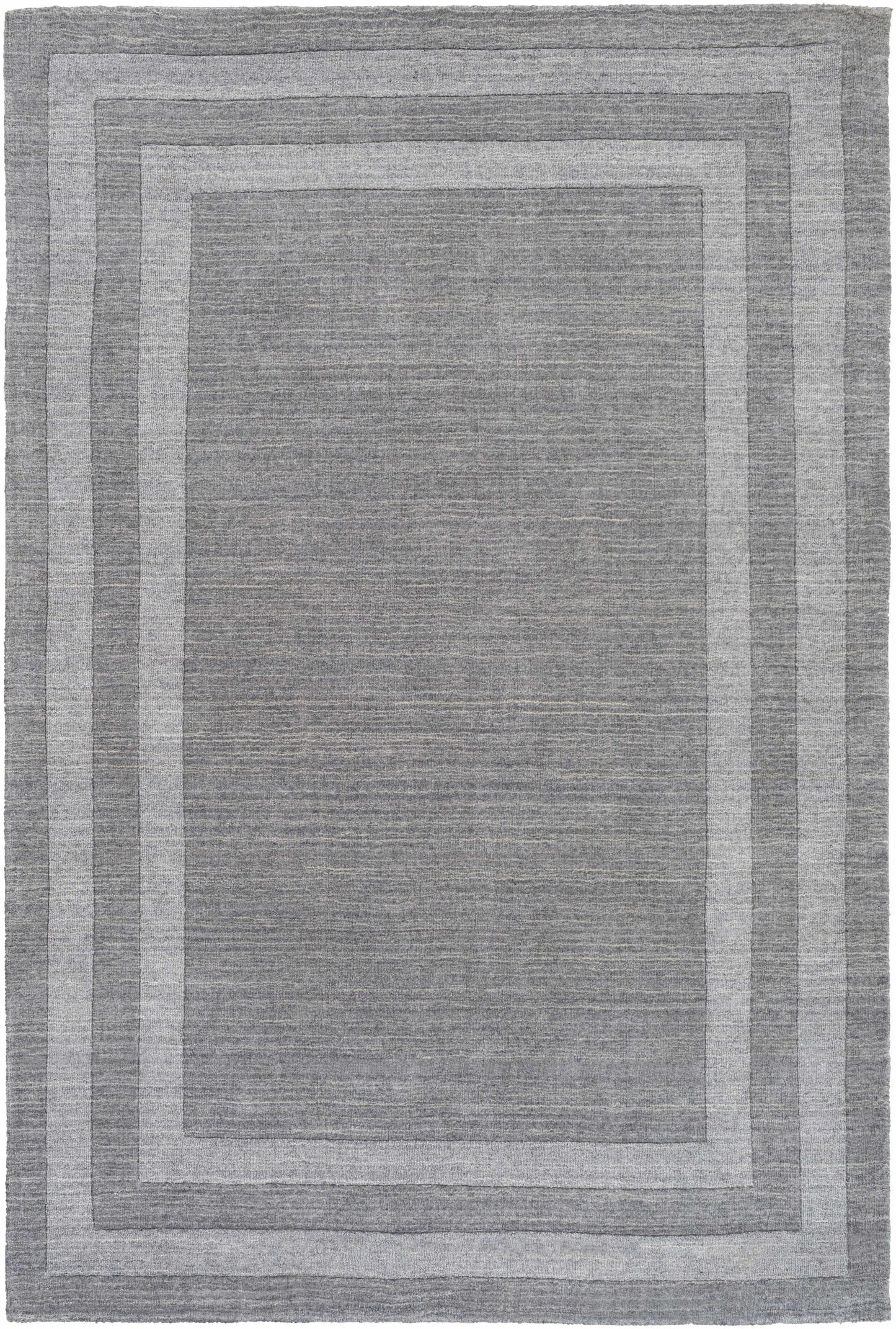Gray Wool Blend Area Rug with Border - 5’ x 7’6’’ Rectangle - Boutique Rugs