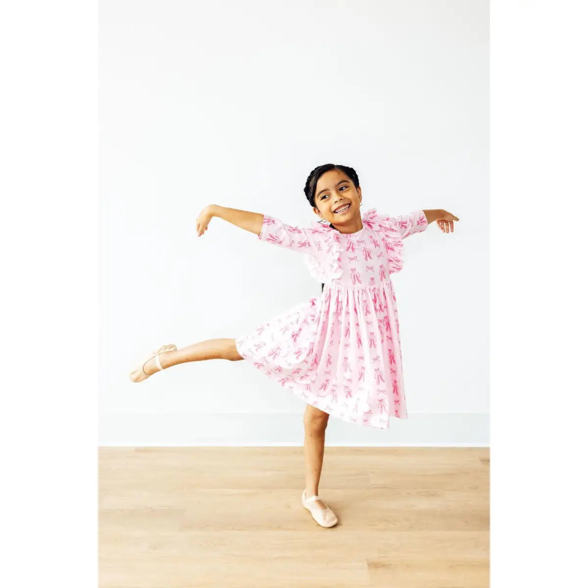 Twirling en Pointe 3/4 Sleeve Ruffle Twirl Dress - Mila & Rose ®