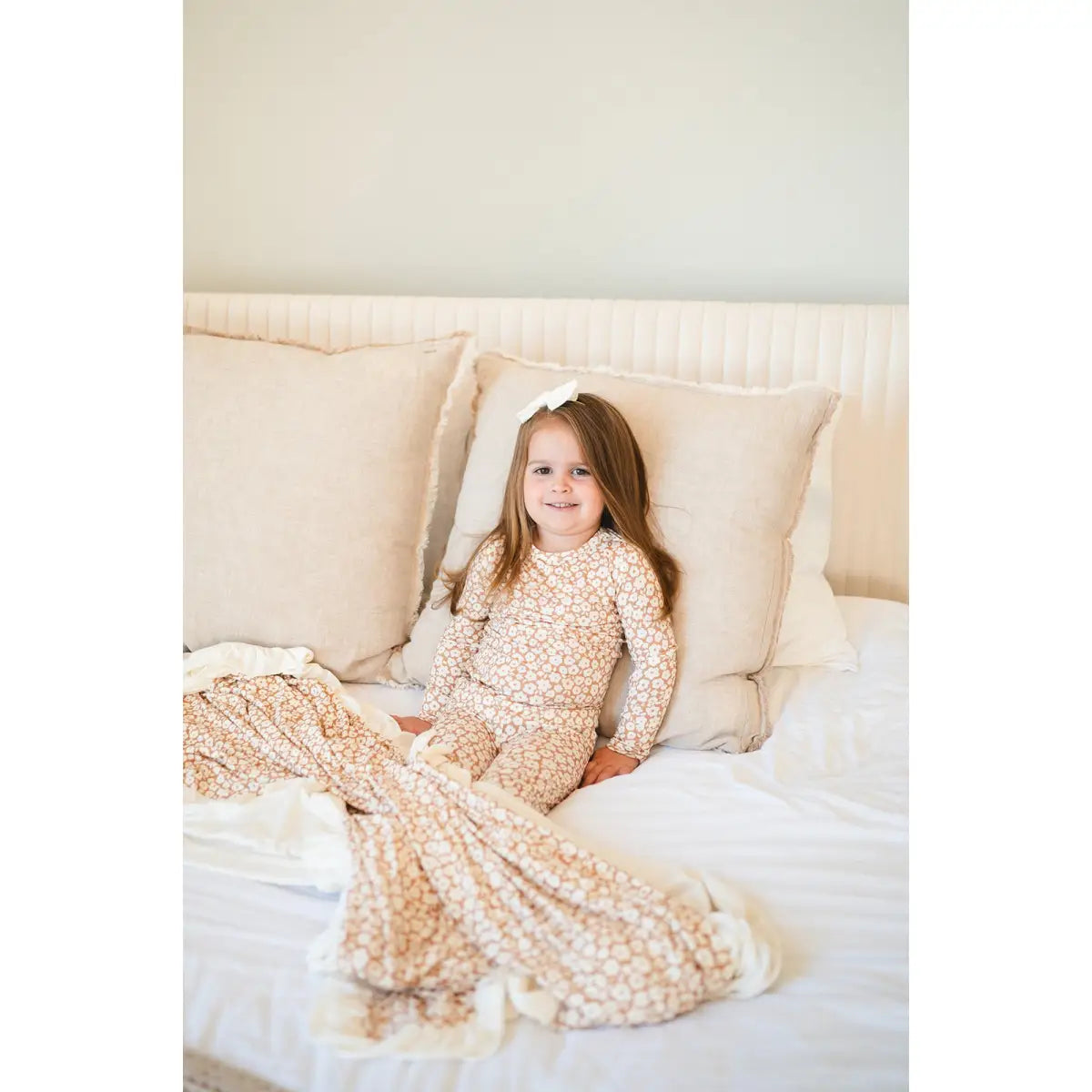 Two-Piece Pajama Set - Mocha Ditsy - Harp Angel Boutique