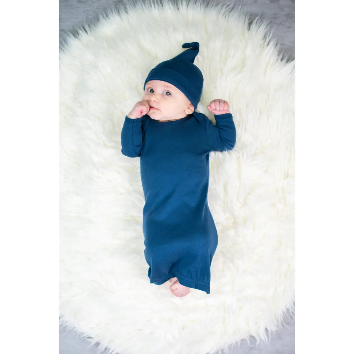 Unisex Long Sleeve Baby Gown - 0-3 Month / Navy - ARB Blanks