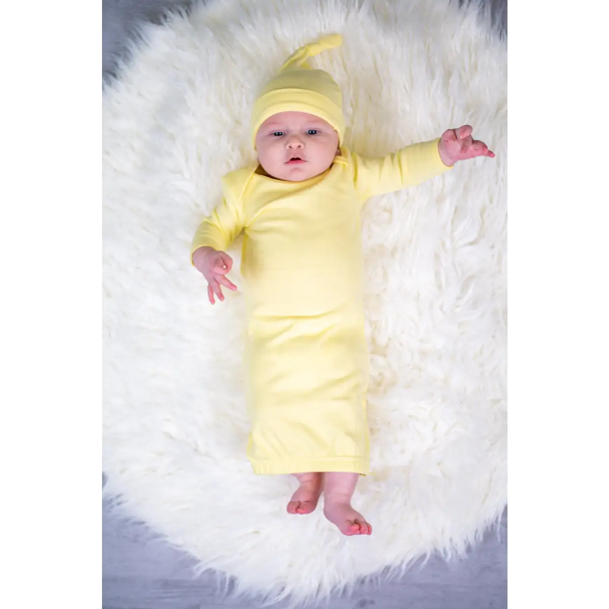 Unisex Long Sleeve Baby Gown - 0-3 Month / Summer Yellow - ARB Blanks