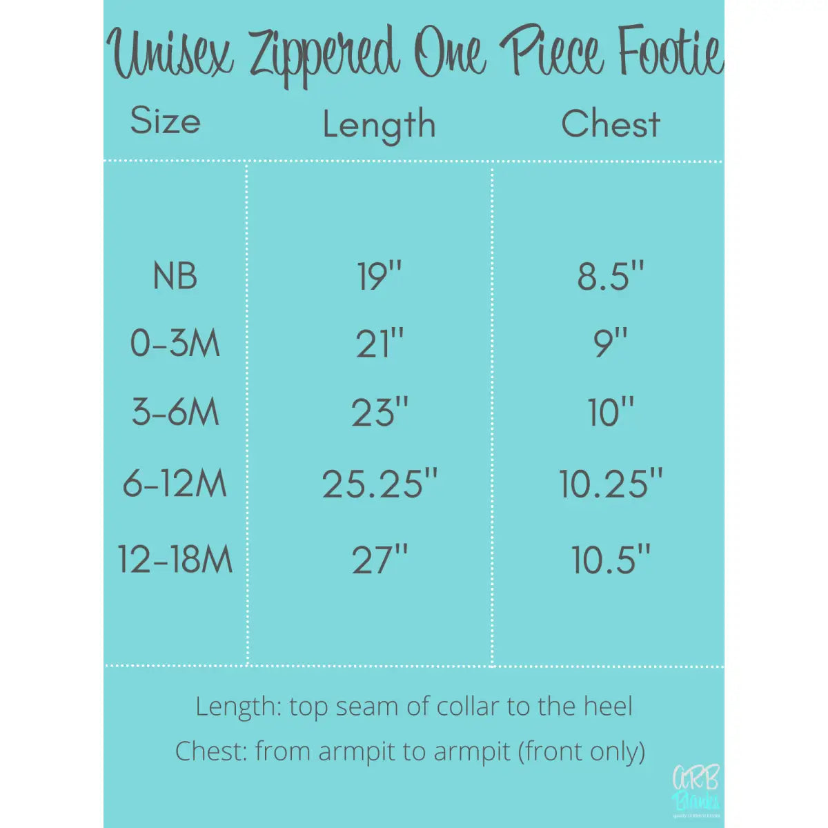 Unisex Zippered One Piece Footie - ARB Blanks
