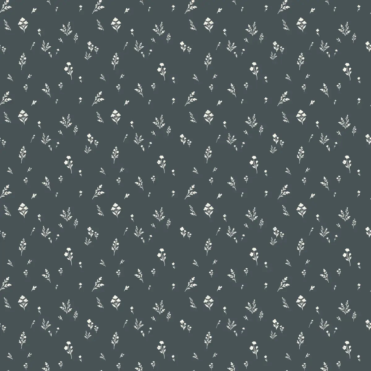 Vaila Wallpaper - Floral Sprigs - by The Feral Flower - Sample 1 foot by 1 foot / Charcoal - Loomwell Home Goods