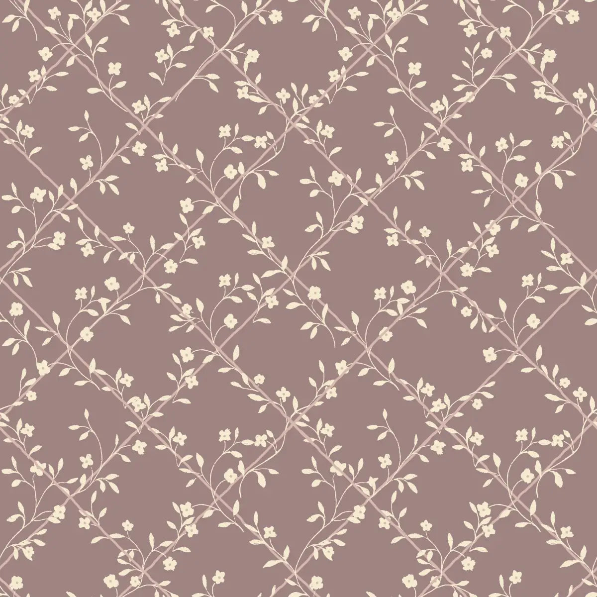 Vale Wallpaper - Floral Trellis - by The Feral Flower - Sample 1 foot by 1 foot / Plum - Loomwell Home Goods