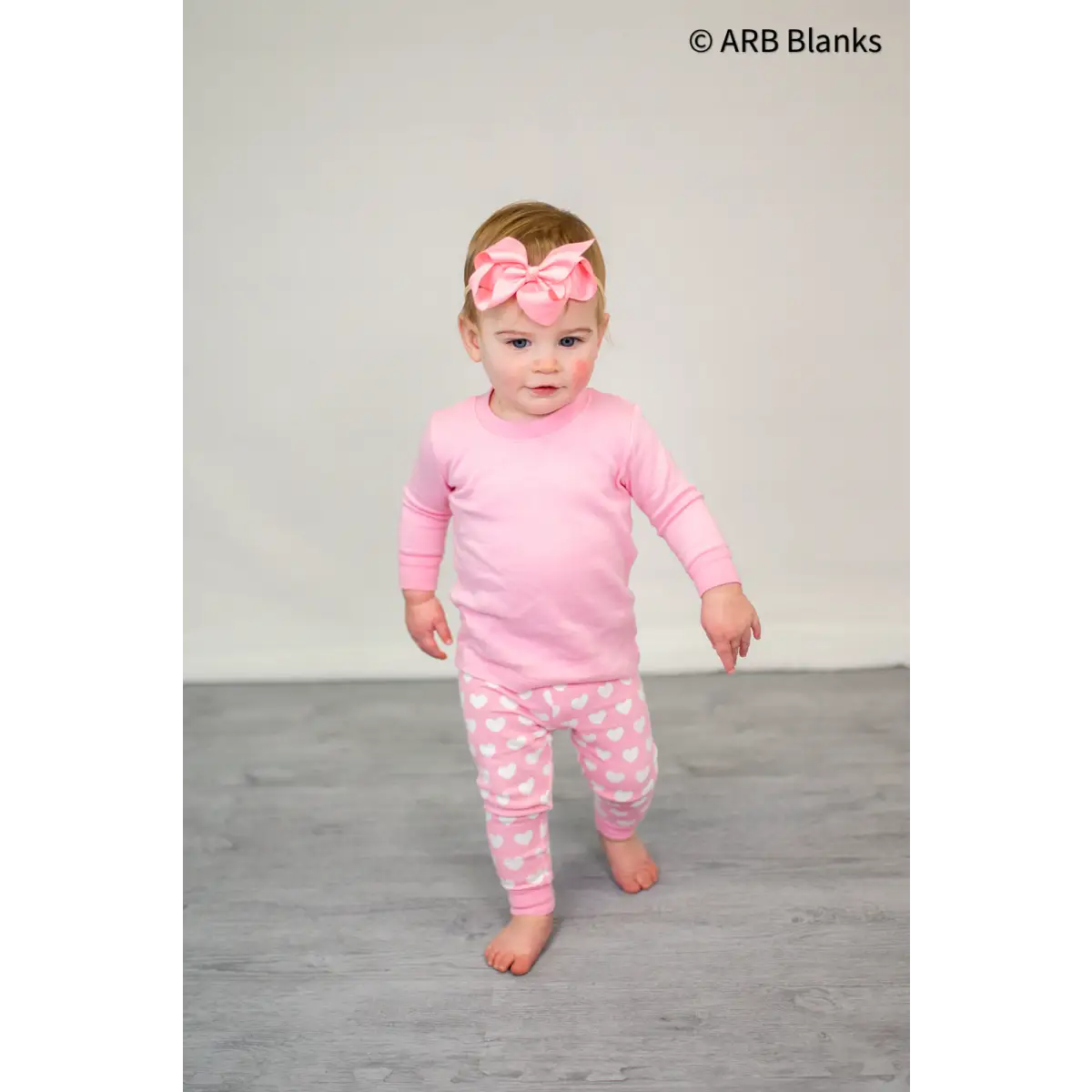Valentine’s Heart Kids Pajamas - Bubble Gum Pink & White Heart / 6M - ARB Blanks