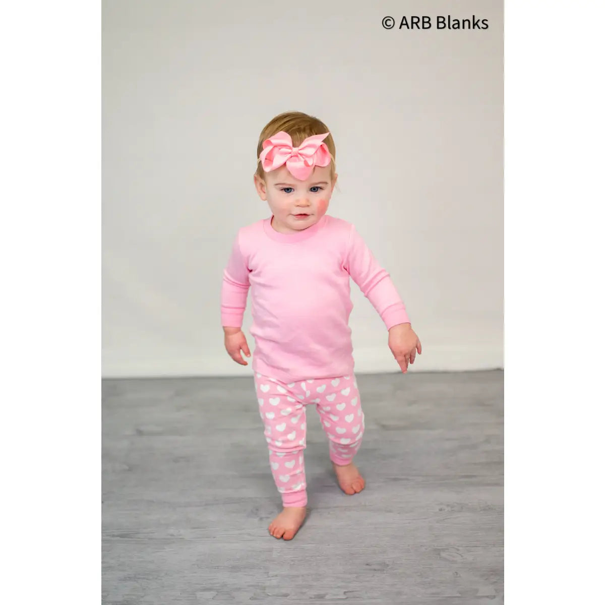 Valentine’s Heart Kids Pajamas - Bubble Gum Pink & White Heart / 6M - ARB Blanks