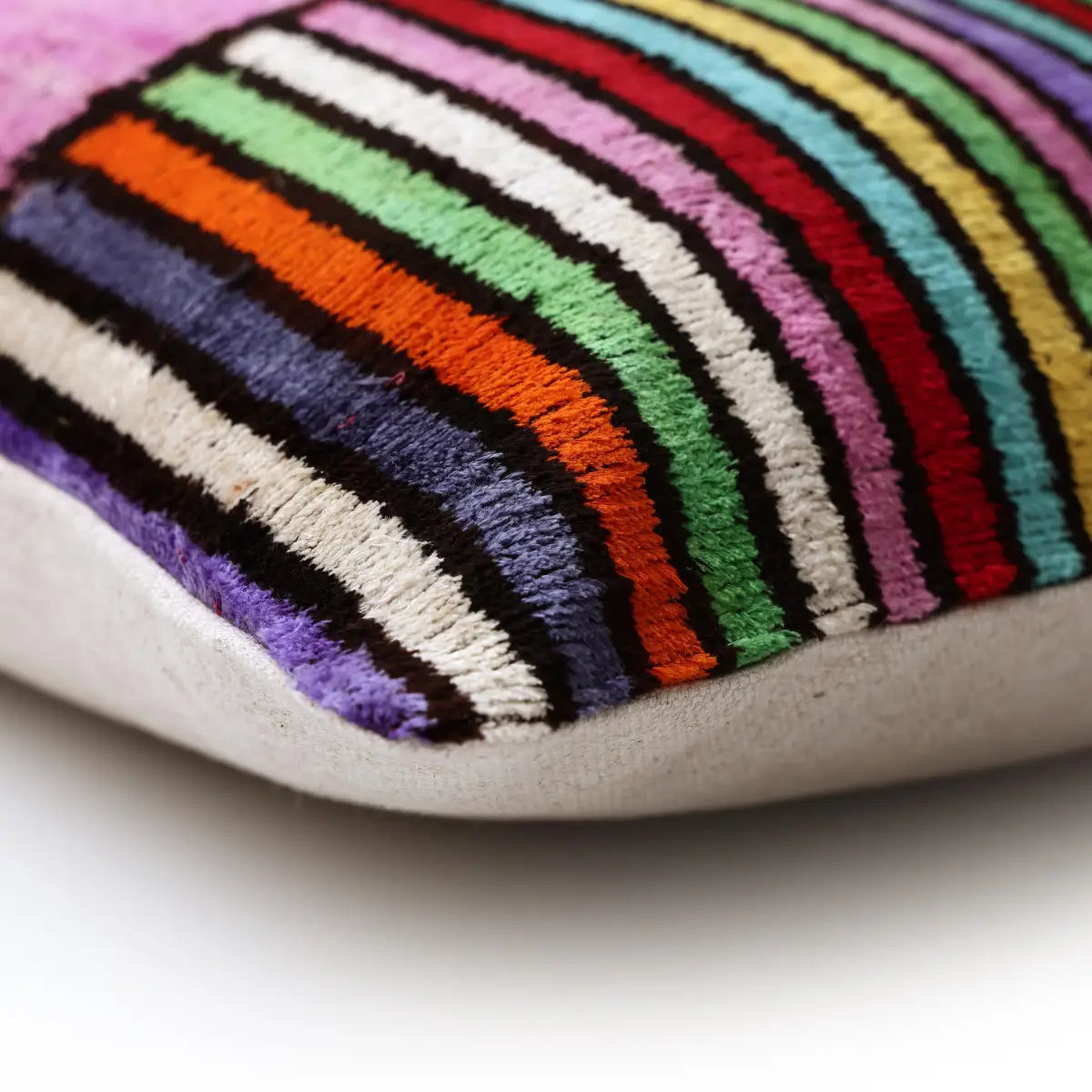 Vibrant Multi-Color Geometric Silk Velvet Pillow - 20’’ x 20’’ - Canvello