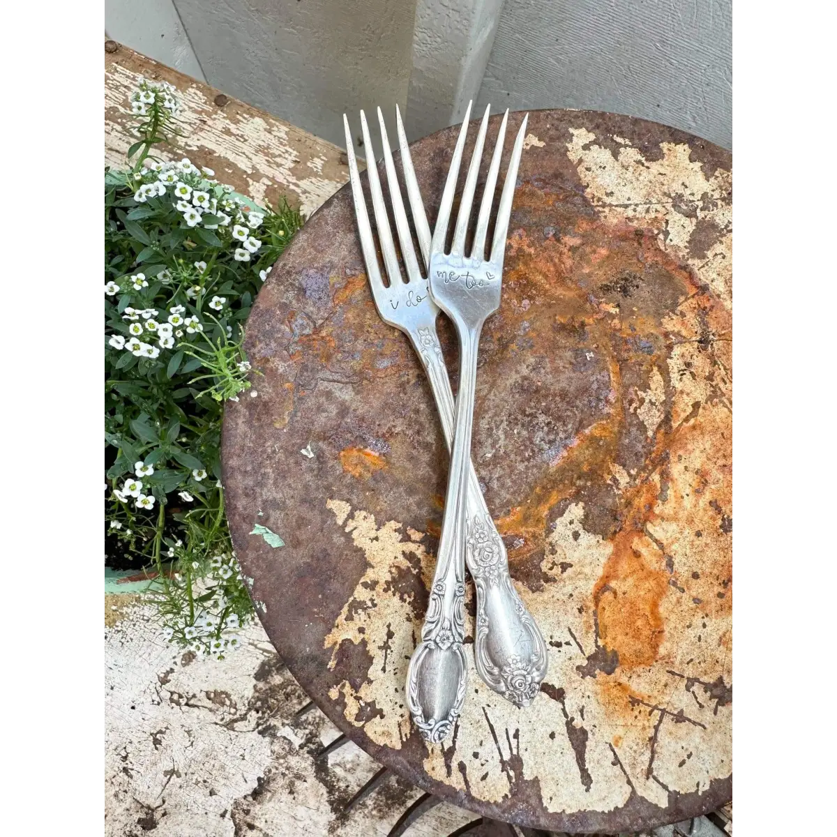 I Do & Me Too Vintage Stamped Forks - Wedding Gift - The Sassy Barn