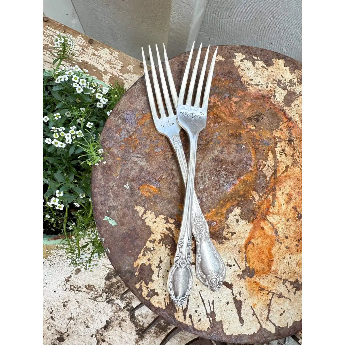 I Do & Me Too Vintage Stamped Forks - Wedding Gift - The Sassy Barn