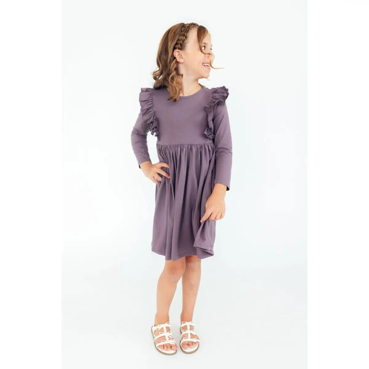 Vintage Violet L/S Ruffle Twirl Dress - Mila & Rose ®