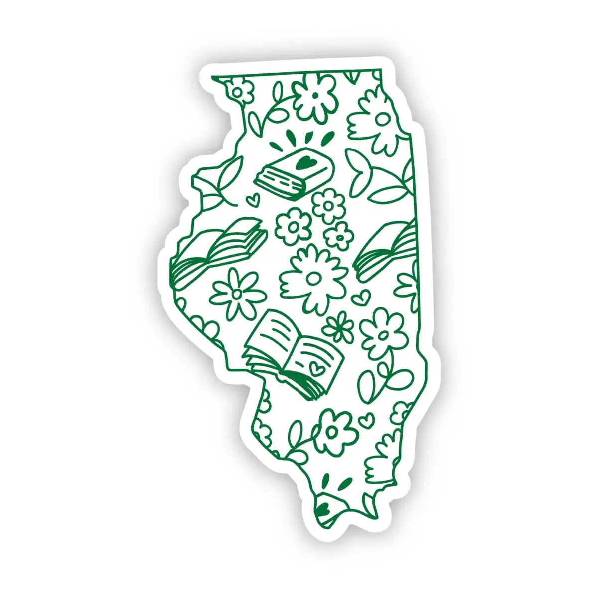 Vinyl Sticker - Illinois - Bookish Pattern - Big Moods