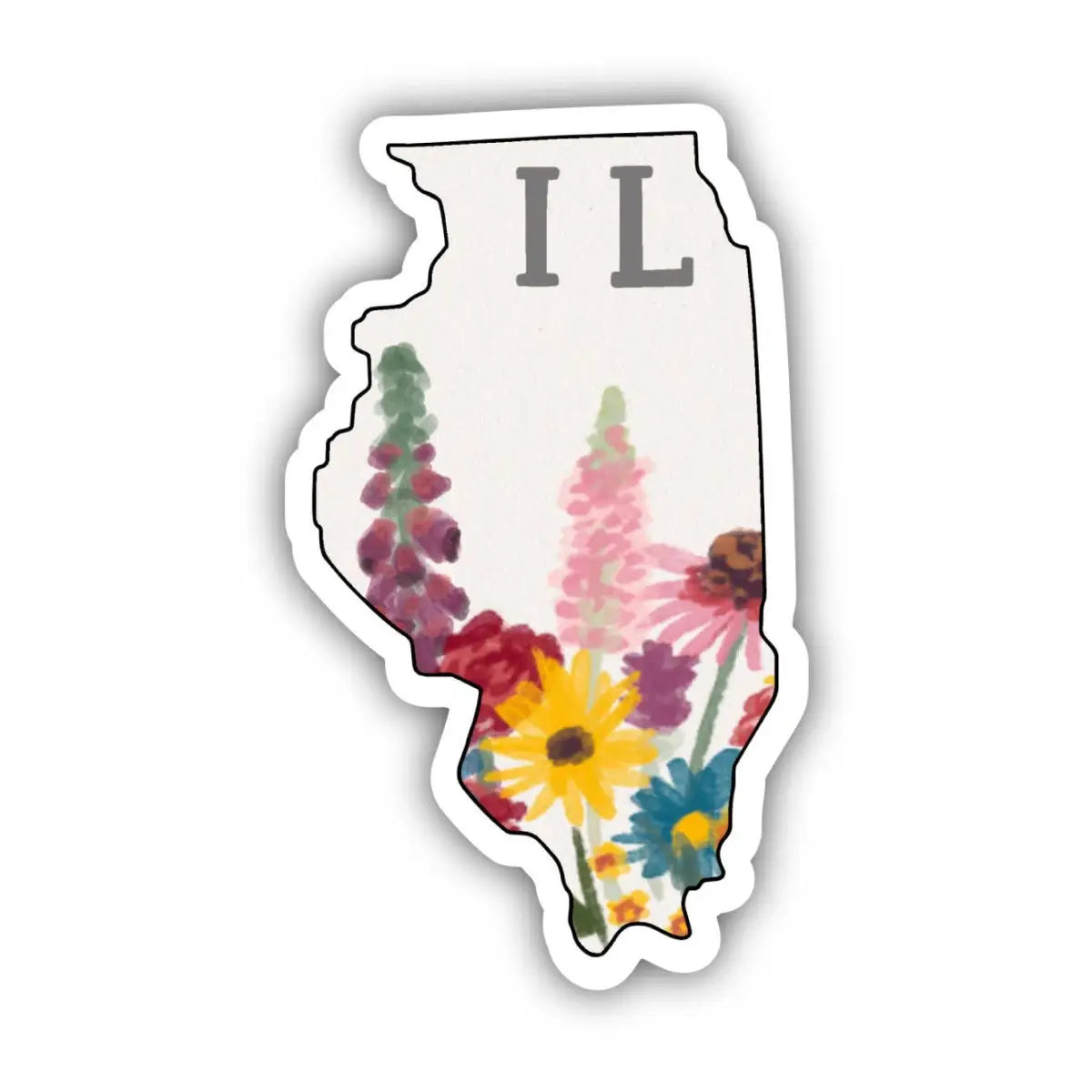 Vinyl Sticker - Illinois Painted Flowers - Big Moods