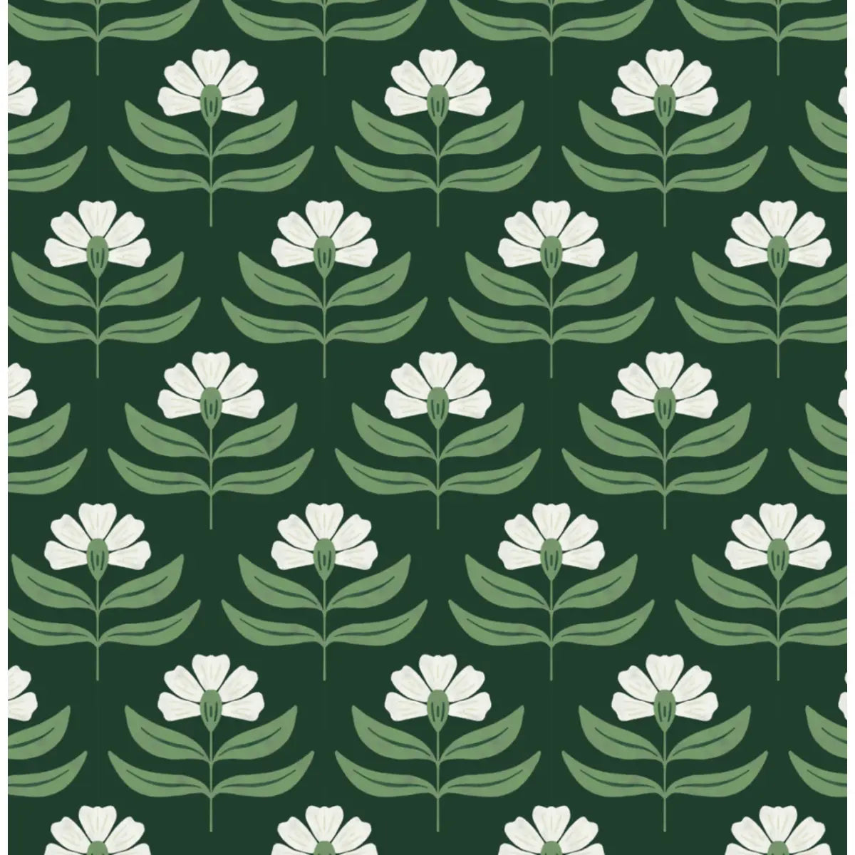 Viv Wallpaper - Bold Bloom - by Amanda Houston - Sample 1 foot by 1 foot / Dark Green - Loomwell Home Goods
