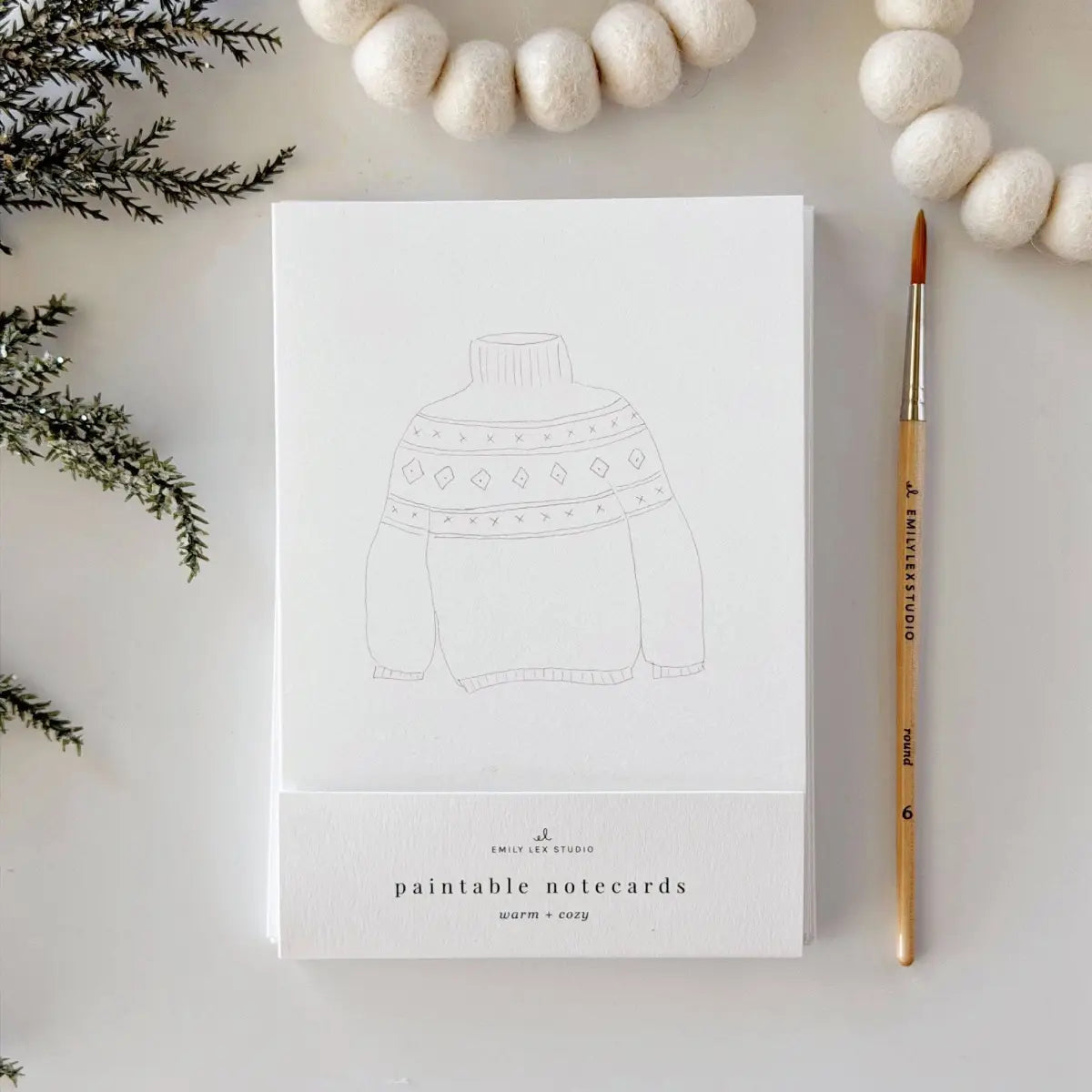 Watercolor Notecard Set - Warm + Cozy - Paintable Note Card Kit - emily lex studio
