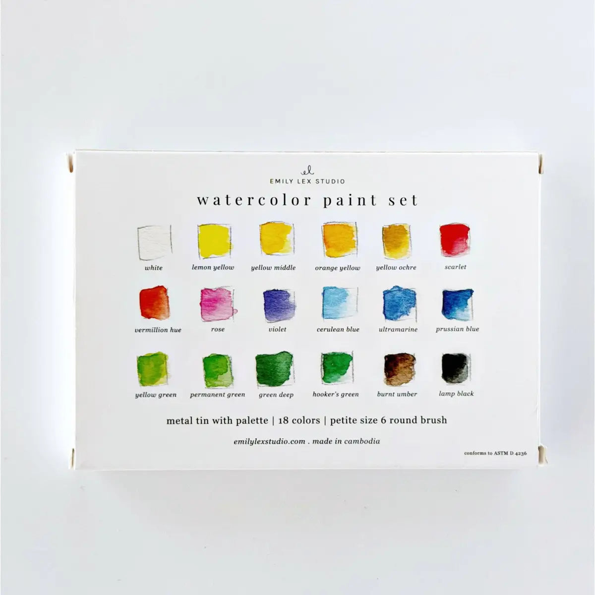Watercolor Paint Set - 18 Colors with Brush - emily lex studio