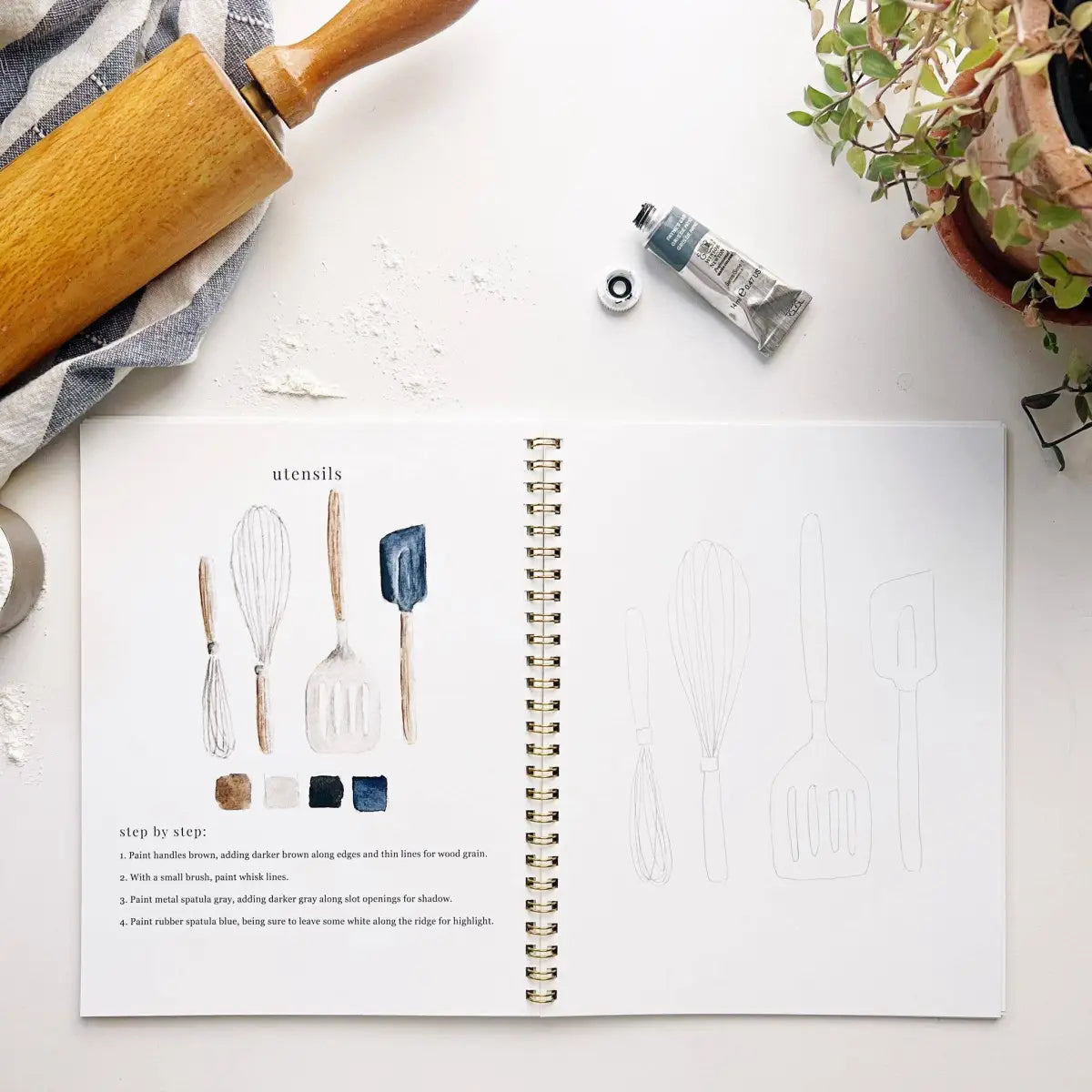 Watercolor Workbook - Baking - Emily Lex - emily lex studio