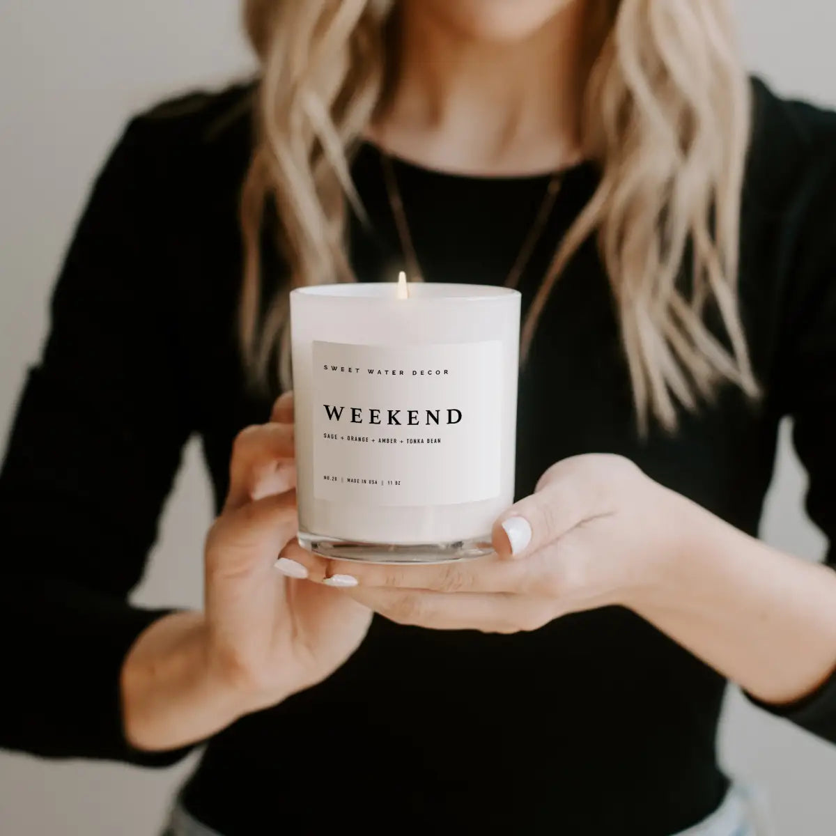 Weekend Soy Candle - White Jar - 11 oz - Sweet Water Decor