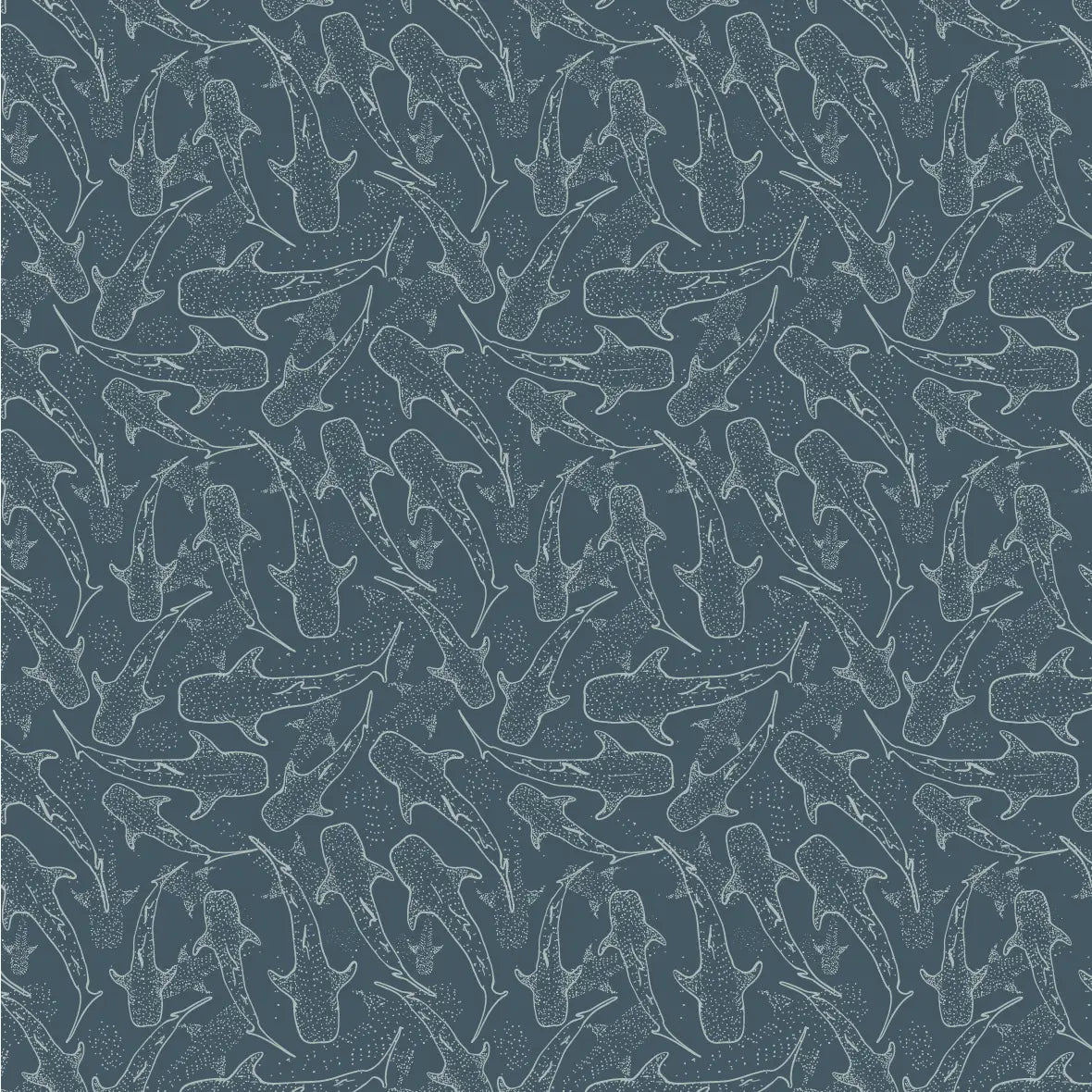 Wharton Wallpaper - Subtle Sharks - by Studio Stephie - Sample 1 foot by 1 foot / Navy - Loomwell Home Goods