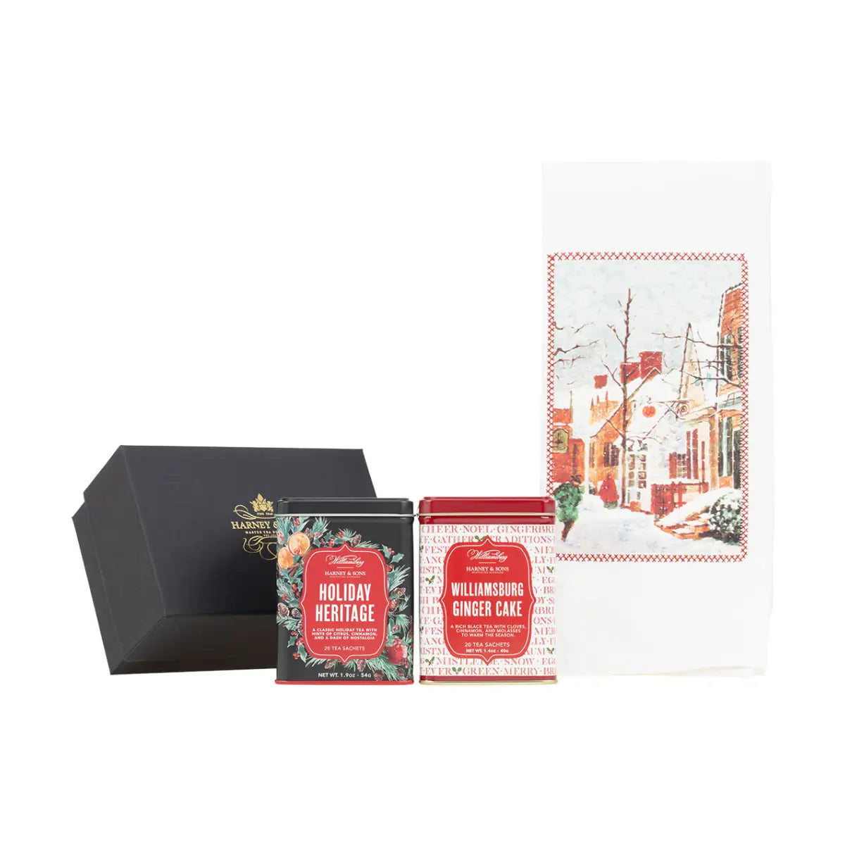 Williamsburg Ginger Cake Tin of 20 Sachets - Sachets / Williamsburg Duo with Towel Gift - Harney & Sons Fine Teas