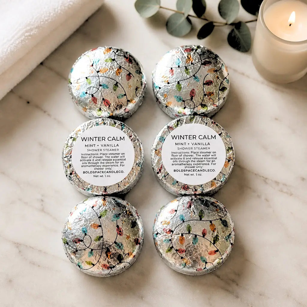 Shower Steamers - Winter Calm - Menthol Mint + Vanilla - 6 pack - Bold Space Candle Co.