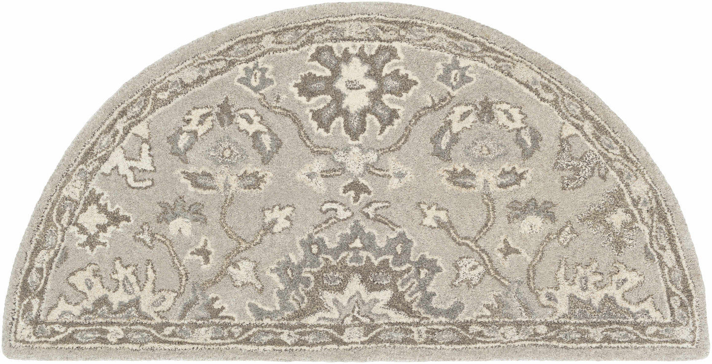 Gray Beige Traditional Thick Wool Rug - 2’ x 4’ Hearth - Boutique Rugs