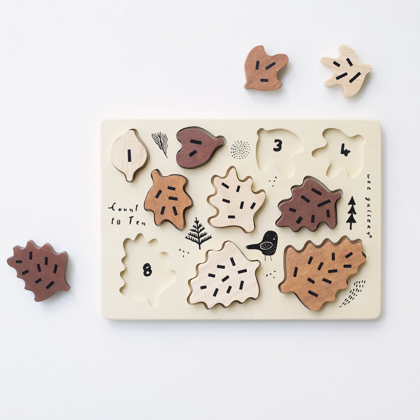 Wooden Tray Puzzle - Count to 10 Leaves - Wee Gallery