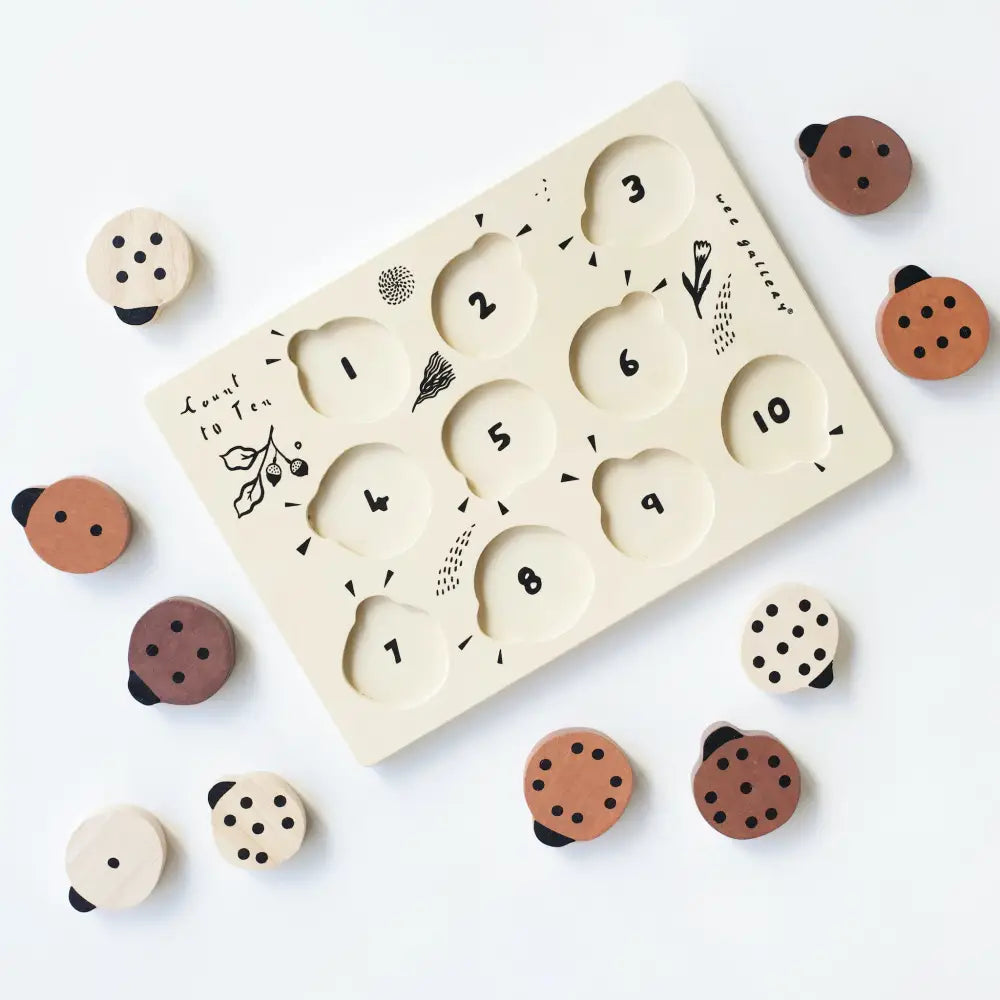 Wooden Tray Puzzle - Count to 10 Ladybugs - Wee Gallery