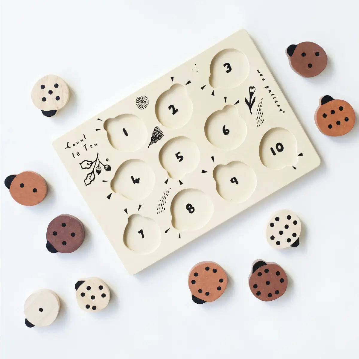 Wooden Tray Puzzle - Count to 10 Ladybugs - Wee Gallery