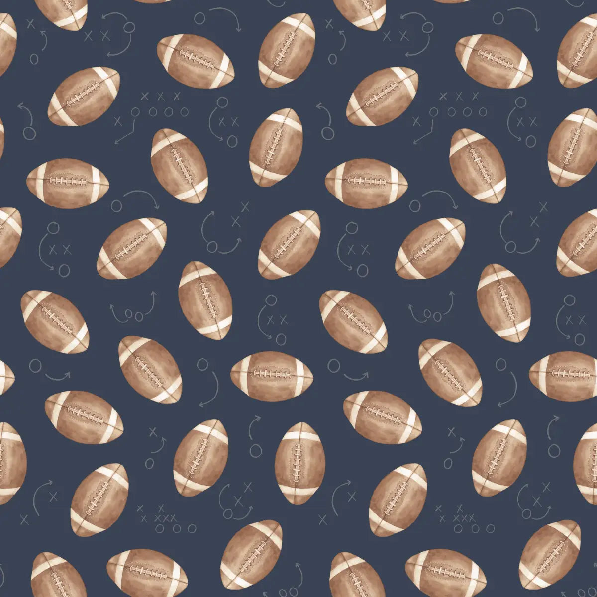 Worthy Wallpaper - Footballs - by Hailey Kiefer Designs - Sample 1 foot by 1 foot / Navy - Loomwell Home Goods