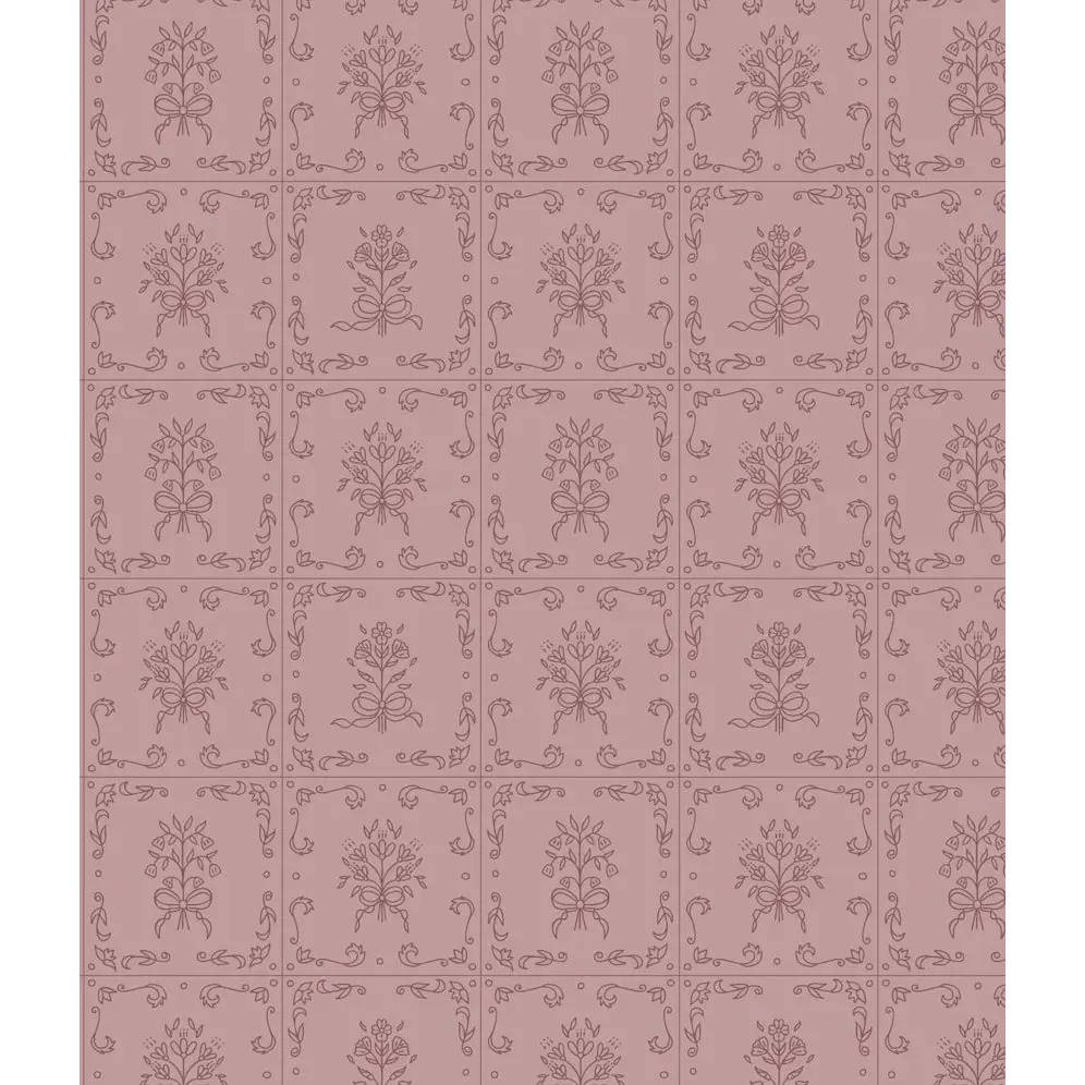 Wrenna Wallpaper - Simple Bouquet Tiles - by Quirky Paisley Designs - 2 feet by 9 feet / Dark Pink / Large - Loomwell