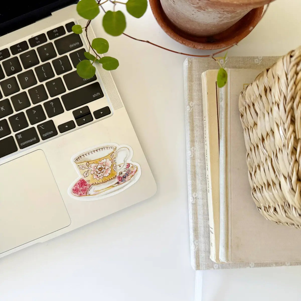 Yellow Teacup Vinyl Sticker - emily lex studio