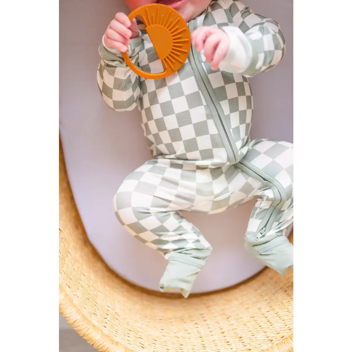 Zipper Romper - Jade Checker - Harp Angel Boutique