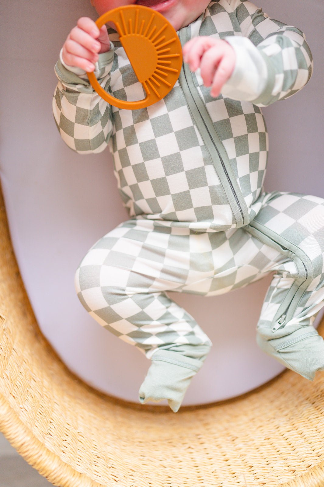 Zipper Romper - Jade Checker - Harp Angel Boutique