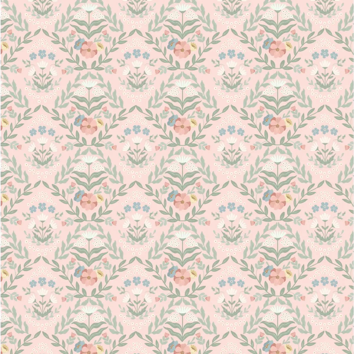 Zuri Wallpaper - Sweet Flower Trellis - by Jackie Jean Design - Sample 1 foot by 1 foot / Dusty Pink - Loomwell Home