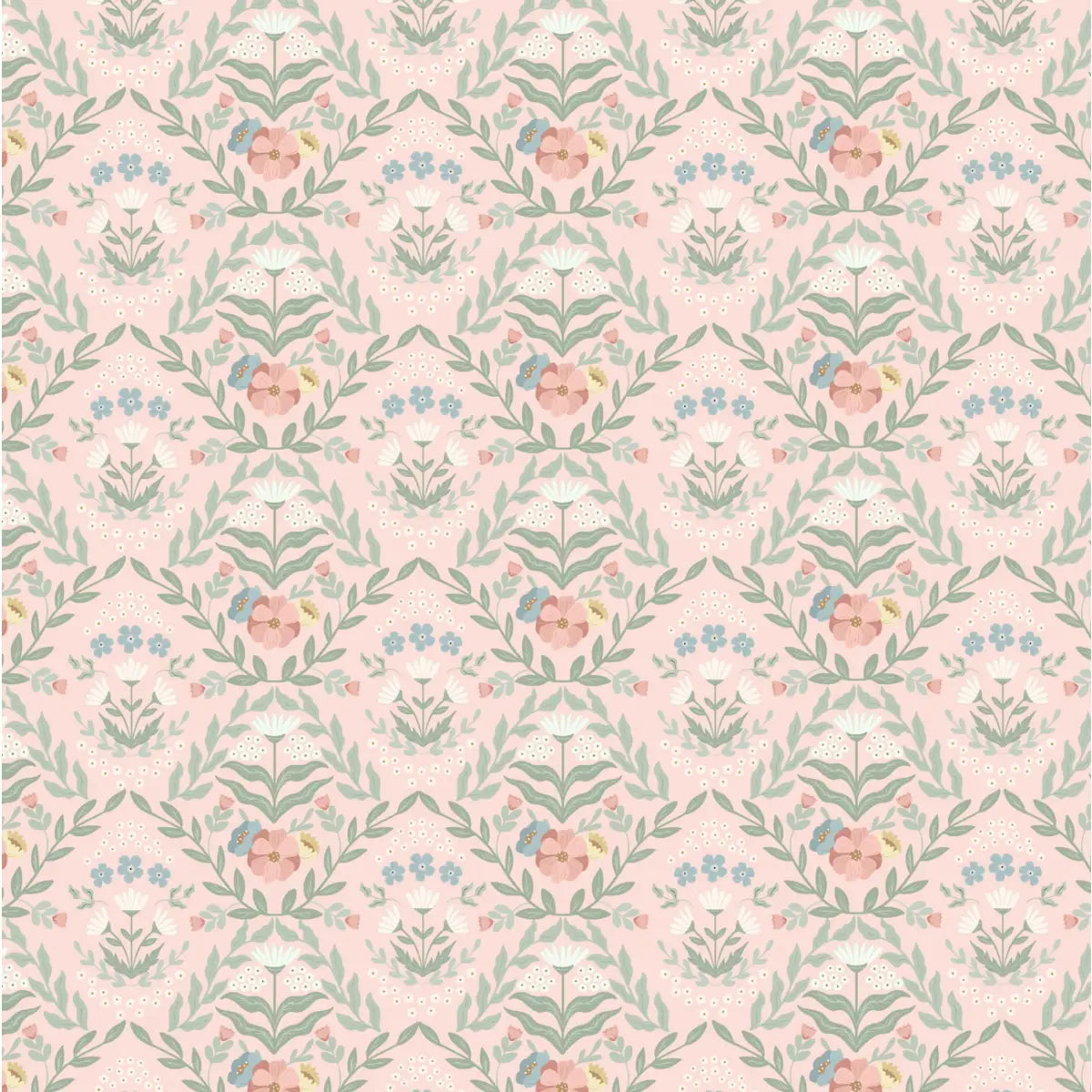Zuri Wallpaper - Sweet Flower Trellis - by Jackie Jean Design - Sample 1 foot by 1 foot / Dusty Pink - Loomwell Home