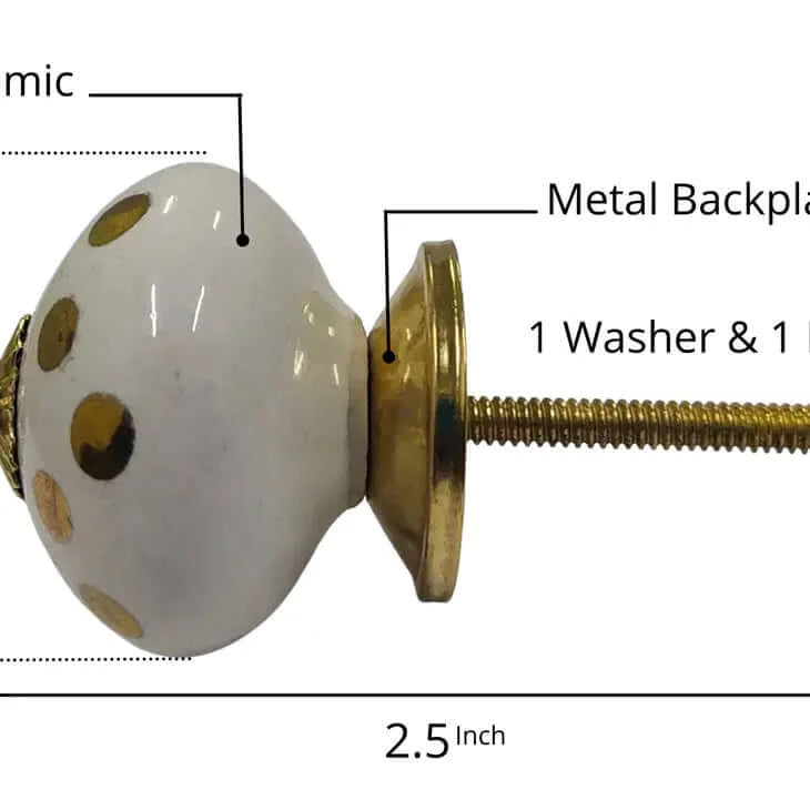 Gold Polka Dot Ceramic Door Drawer Knob (each) - Plutus imports