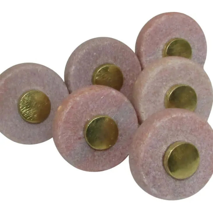 Solid Marble and Brass Knob Door Drawer Pulls - Blue/Gray or Pink (each) - Plutus imports