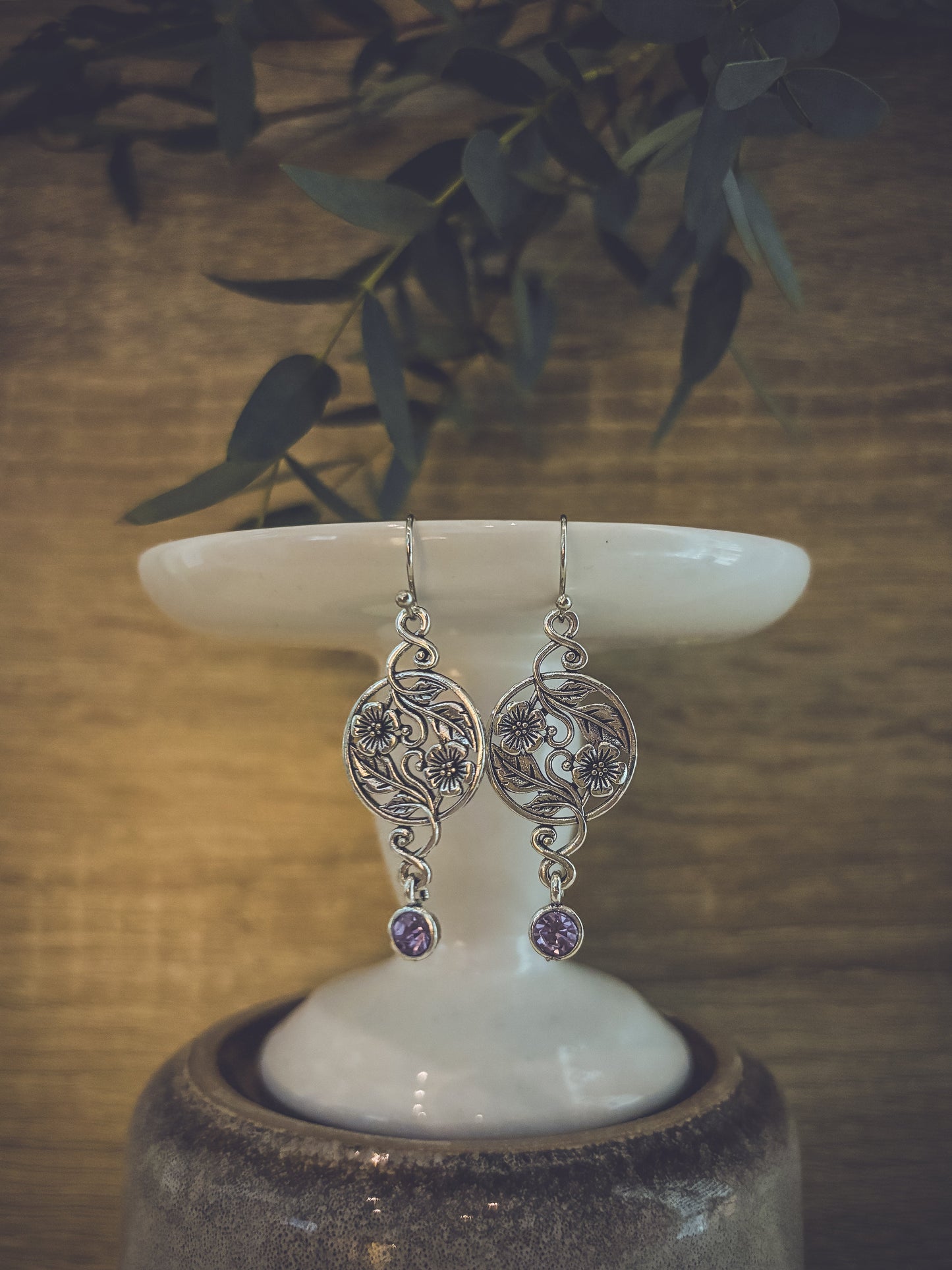 Beautiful Bohemian Purple and Silver Earrings