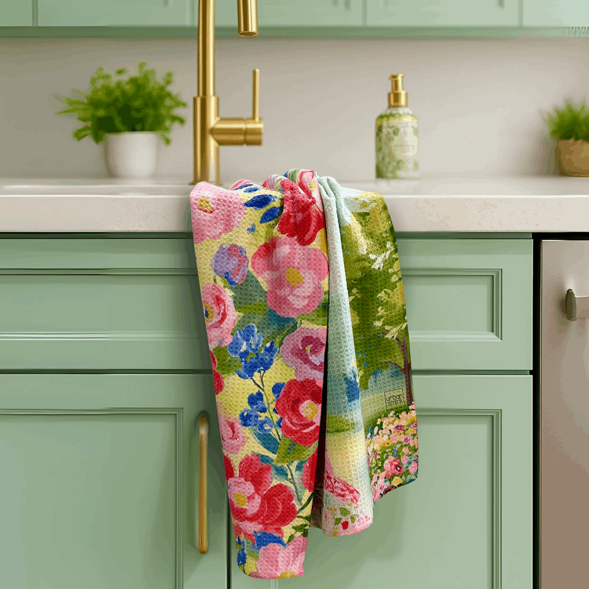 Funny Vintage Floral Kitchen Towel for Moms - Cranky & Tired - Urban Smirk