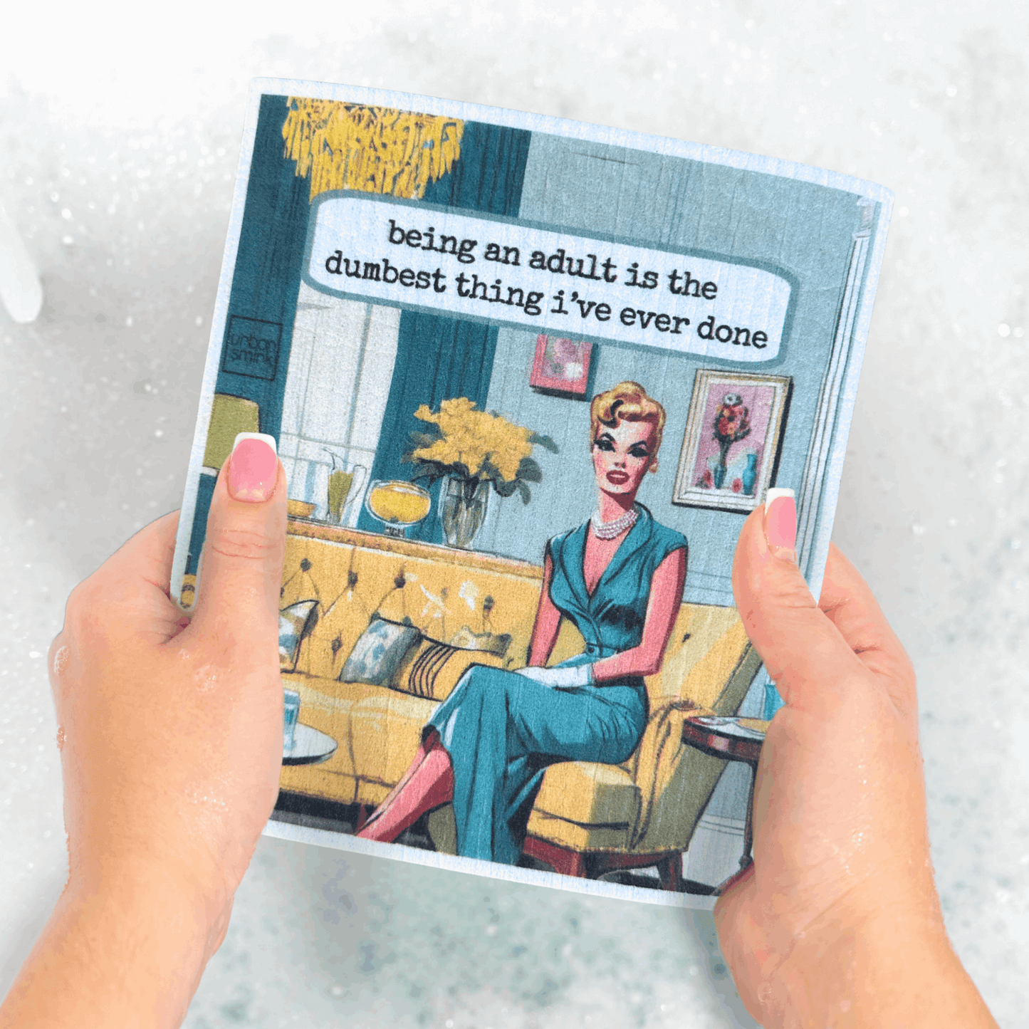 Funny Retro Swedish Dishcloth - Adulting - Urban Smirk