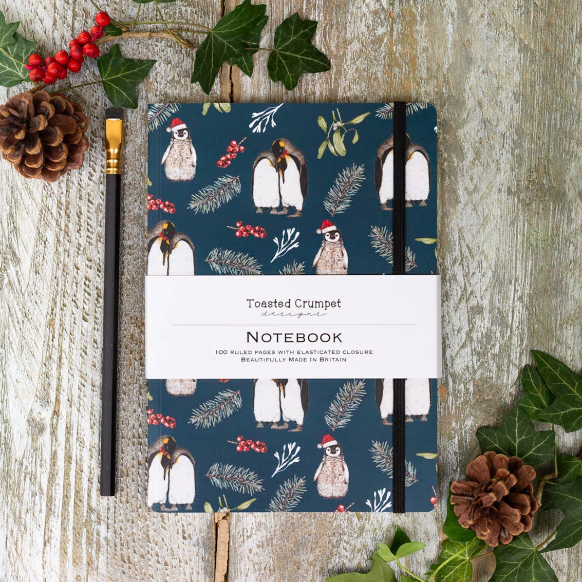Lined Notebook - Christmas Penguins - Toasted Crumpet
