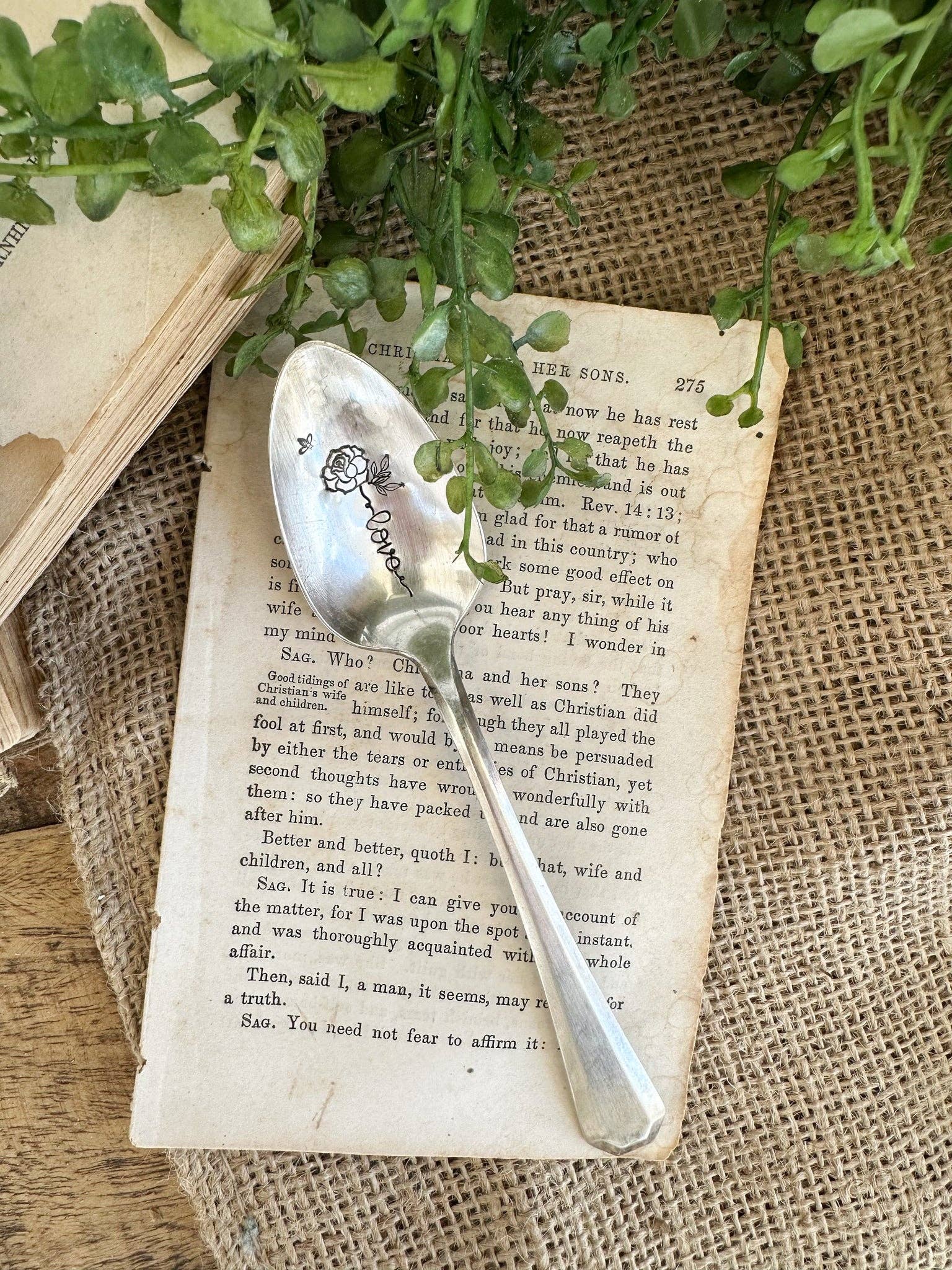 Floral Stem Inspiration - Vintage Stamped Spoon - The Sassy Barn