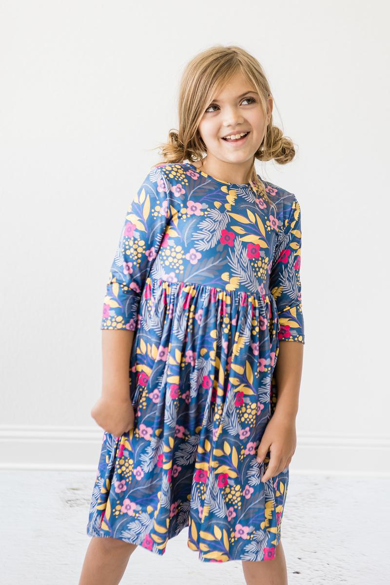 Blue Floral Twirl Dress - Mila & Rose ®