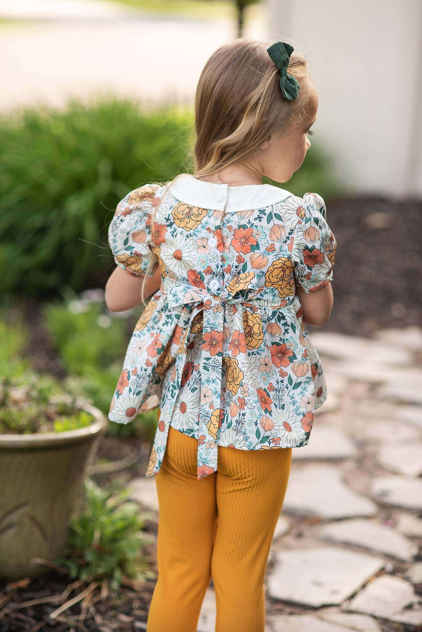Girls Floral Top and Leggings Outfit