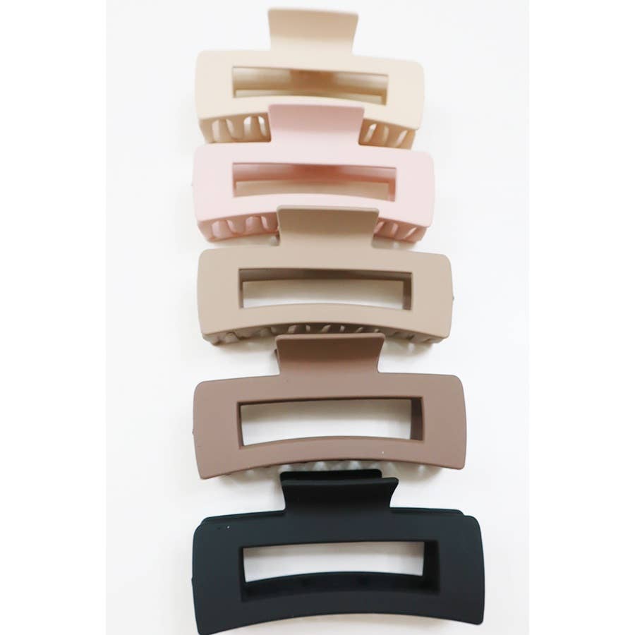 Large Matte Rectangle Hair Clip Claw - Tan - Love and Repeat