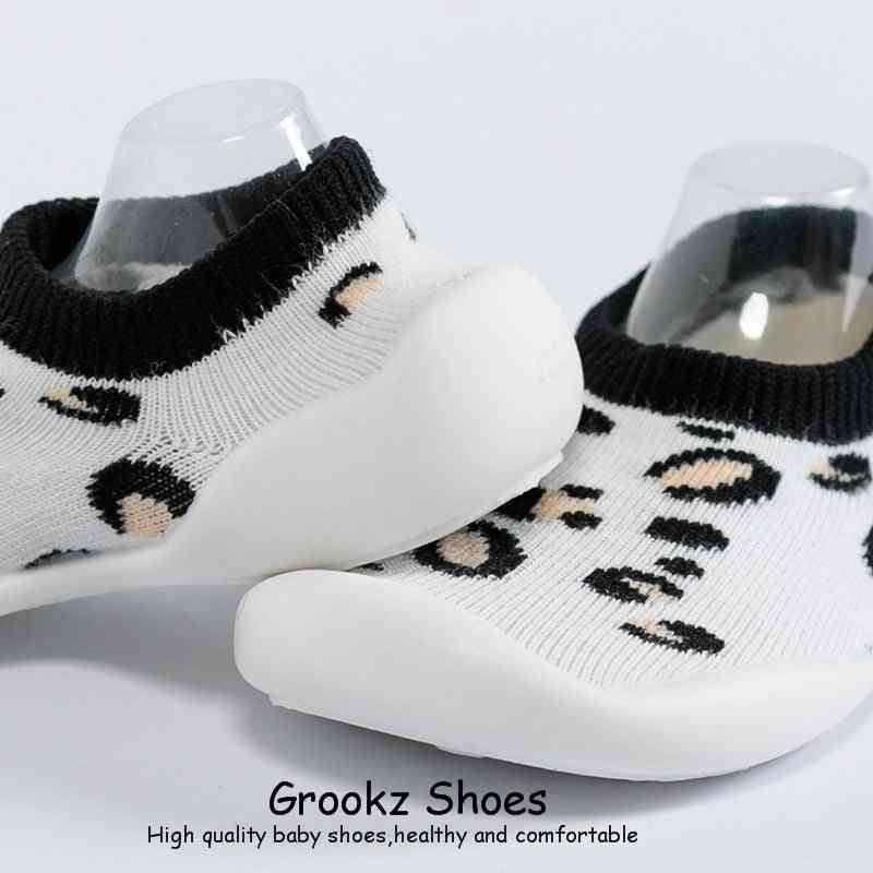 Baby Sock Shoes - White Leopard