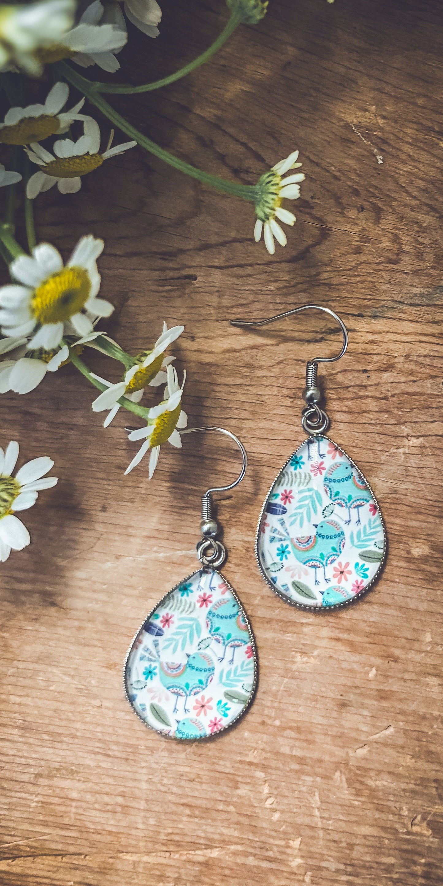 Beautiful Glass Like Folk Bird Earrings