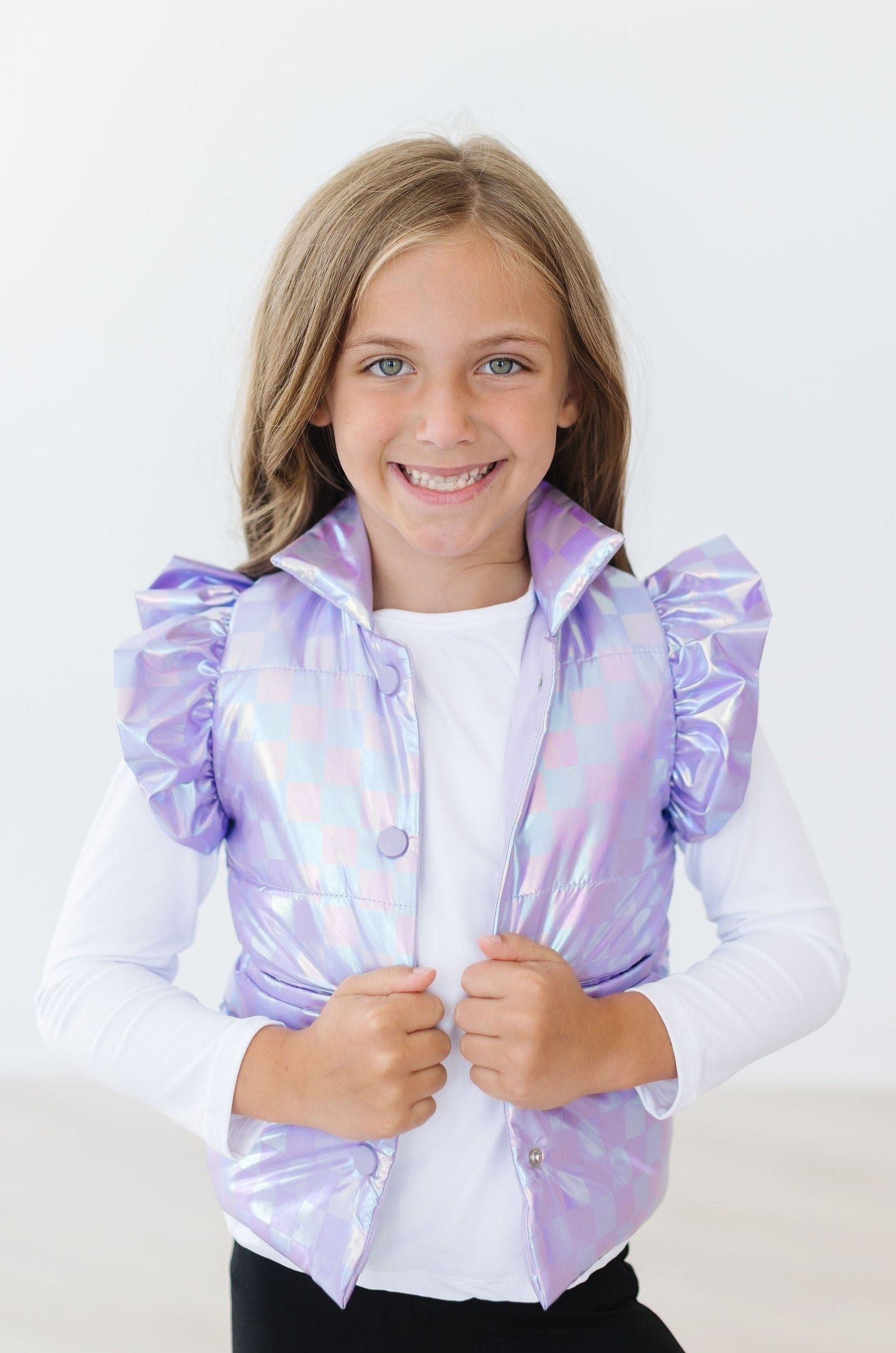 Lavender Haze Checker Puffer Vest - Mila & Rose ®